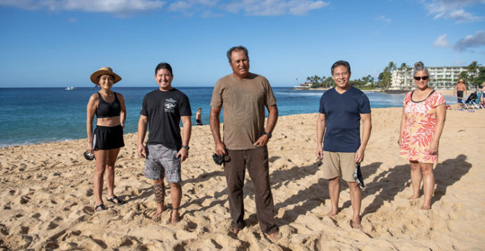 Keaulanas Photo: Dr. Nalani Blaisdell-Brennan, Dr. Marcus Iwane, Brian Keaulana, Dr. Gerard Akaka and Kuʻulei Birnie