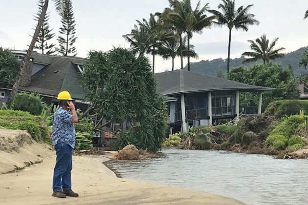 Photo: Collapsed homes at Black Pot Beach