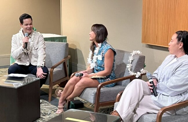 Photo: Chris Schmicker with Maui native Amber Thibaut