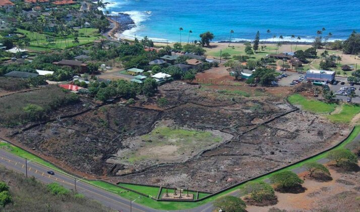 Aerial view of the Kāneiʻolouma Complex at Kōloa
