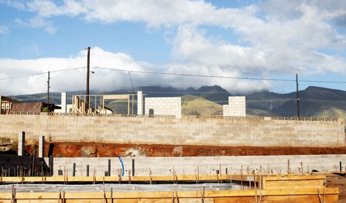 Photo: New retaining wall under construction