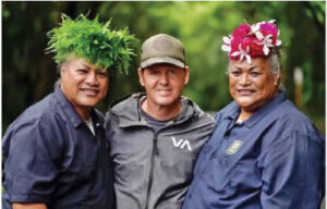 Photo: Joel Guy of Hanalei Initiative with Paula and Vena Chandler.