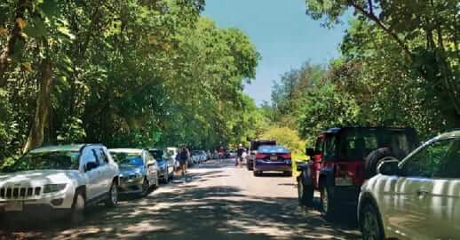Photo: Cars parked along the street at Hāʻena State Park