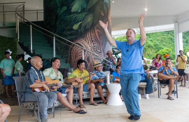 Photo: OHA Sr. Director of Hawaiian Cultural Affairs shares a hula