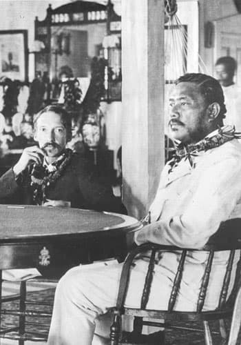 Photo: Poet Robert Louis Stevenson with King Kalākaua