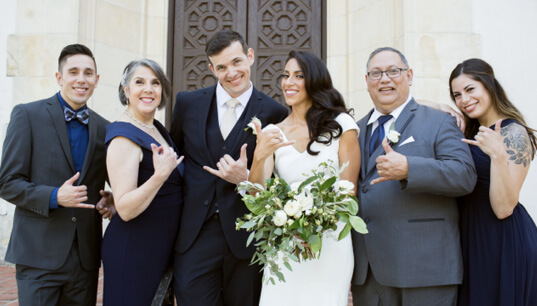 Photo: Jessica Hilo and her ʻohana at her wedding in 2017