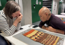 Nā Mea Makamae Hawaiʻi ma Lākana 2 Photo: Marques Marzan analyzes an artifact