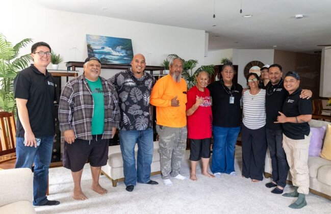 Photo: OHA Staff and Hawaiian Council Staff pose for a photo with community members