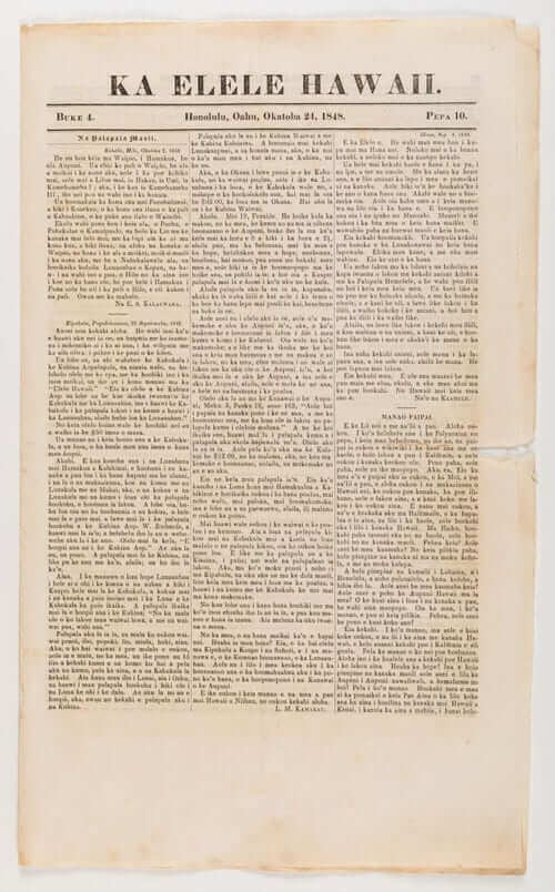 Scanned image of newspaper article titled Ka Elele Hawaii