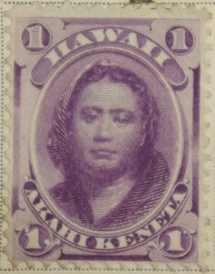 Postage stamp featuring Kamamalu