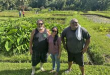East Maui Water: Court-Ordered Contested Case Moves Forward Photo: Jerome Kekiwi Jr., NHLC Senior Staff Attorney Ashley Obrey, and Norman Bush Martin in East Maui