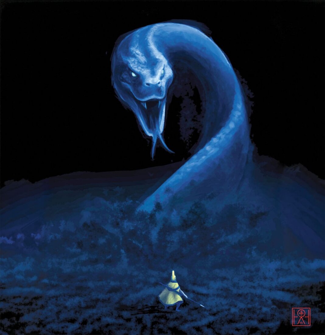Illustration of the legendary moʻo akua